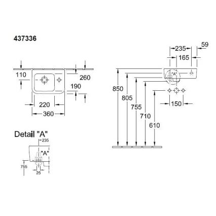 Villeroy & Boch 43733601 - Конзолен умивалник ARCHITECTURA 36x26 см керамичен/бял