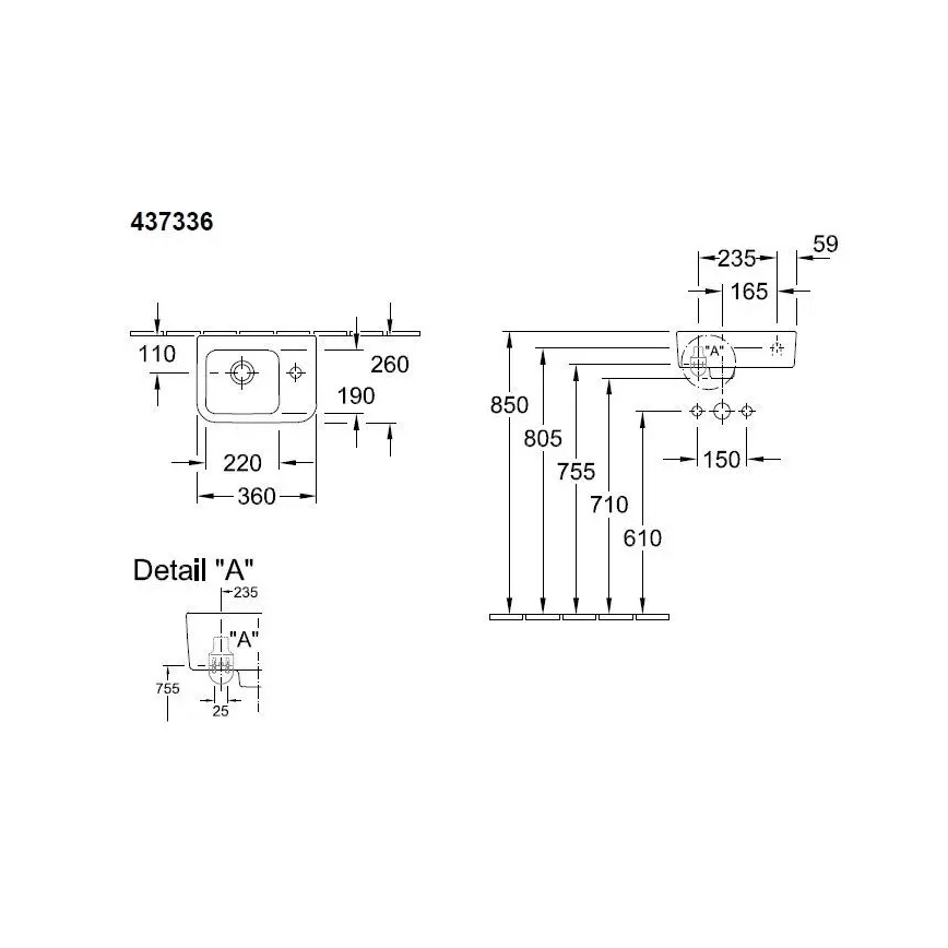 Villeroy & Boch 43733601 - Конзолен умивалник ARCHITECTURA 36x26 см керамичен/бял