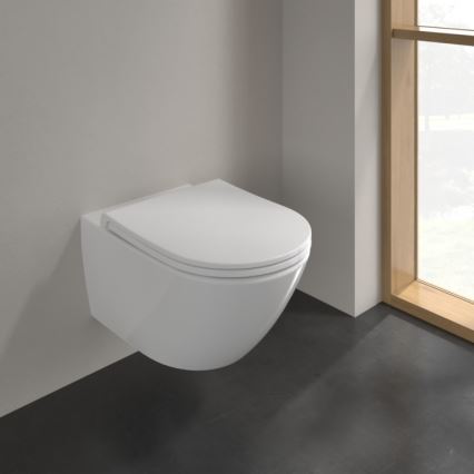 Villeroy & Boch 4670T9R1 - Подвесна тоалетна чиния с тоалетна седалка SoftClose SUBWAY 3.0, керамика/бяла