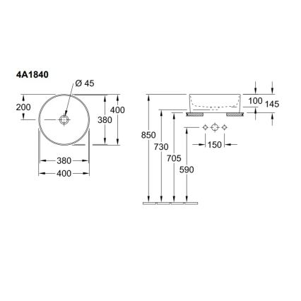 Villeroy & Boch 4A184001 - Мивка за плот COLLARO пр. 40 см керамика/бяла