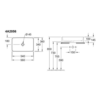 Villeroy & Boch 4A205601 - Мивка за плот COLLARO 56x36 см керамична/бяла
