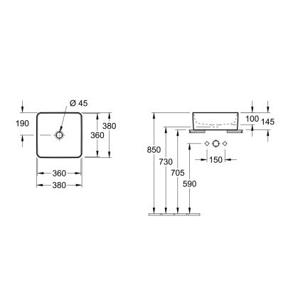 Villeroy & Boch 4A213801 - Мивка за плот COLLARO 38x38 см керамична/бяла