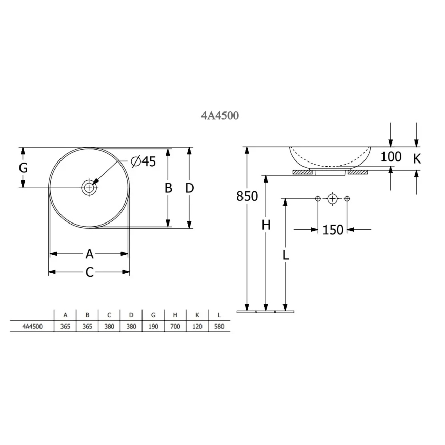 Villeroy & Boch 4A450001 - Умивалник за плот LOOP&FRIENDS Ø 38 см керамика/бял