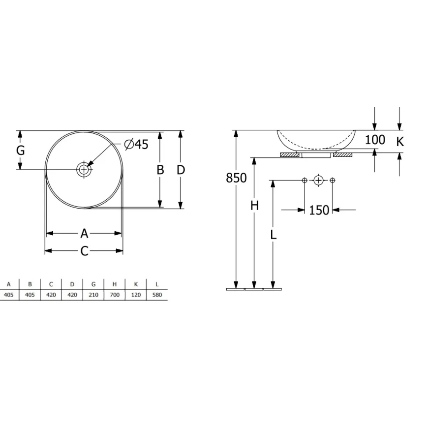 Villeroy & Boch 4A460001 - Мивка за плот LOOP&FRIENDS Ø 42 см керамика/бяла