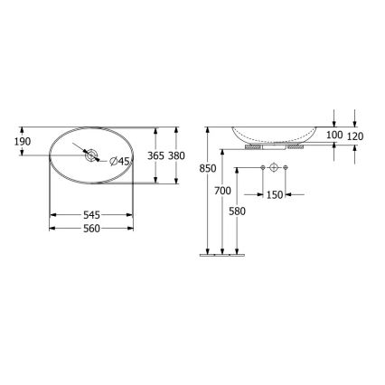 Villeroy & Boch 4A470001 - Мивка за плот LOOP&FRIENDS 56x38 см керамика/бяла