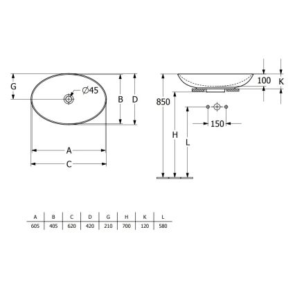 Villeroy & Boch 4A480001 - Мивка за плот LOOP&FRIENDS 62 x 42 см керамика/бяла