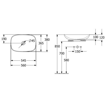 Villeroy & Boch 4A490001 - Умивалник за плот LOOP&FRIENDS 56x38 cm керамичен/бял