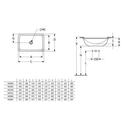 Villeroy & Boch 4A5601R1 - Вграден умивалник LOOP&FRIENDS 45x28 cm керамичен/бял