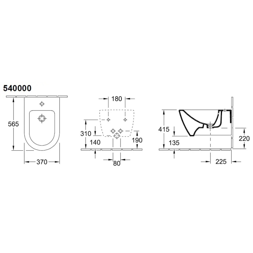 Villeroy & Boch 540000R1 - Стенно биде SUBWAY 2.0 37x56,5 cm керамика/бяло