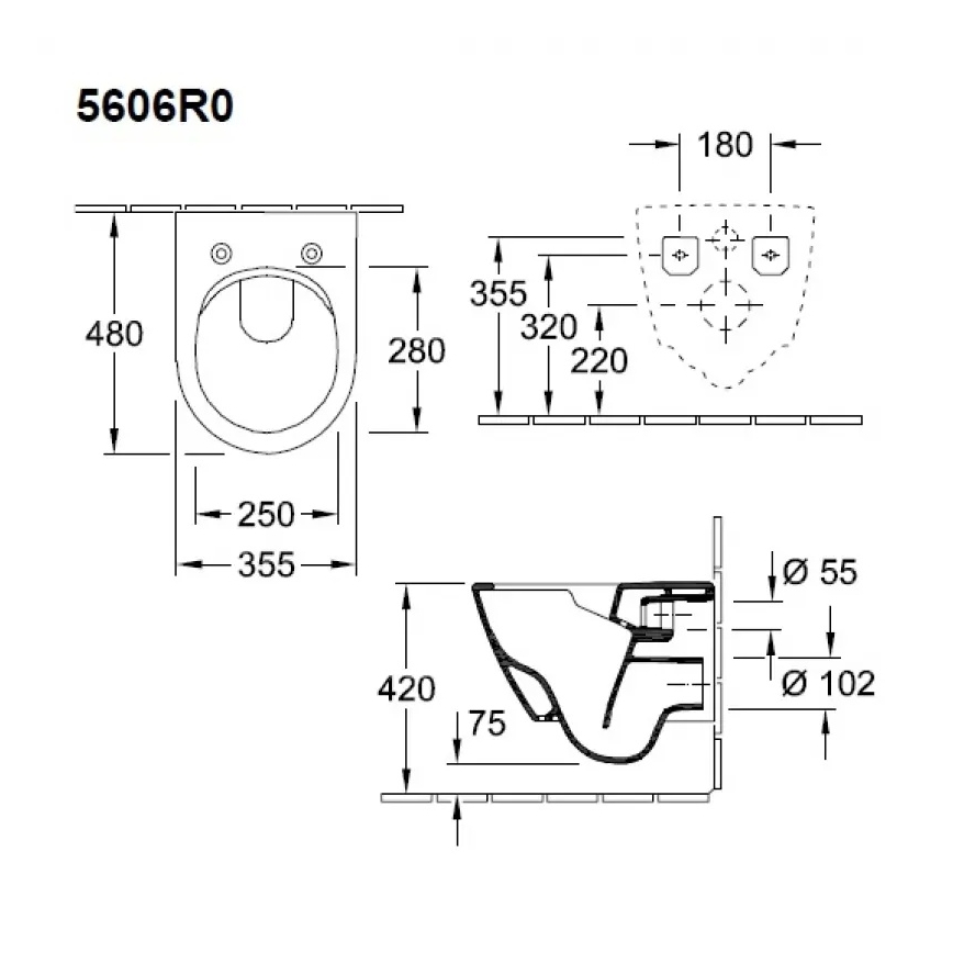 Villeroy & Boch 5606R0R1 - Подвесна тоалетна чиния SUBWAY 2.0, керамика/бяла