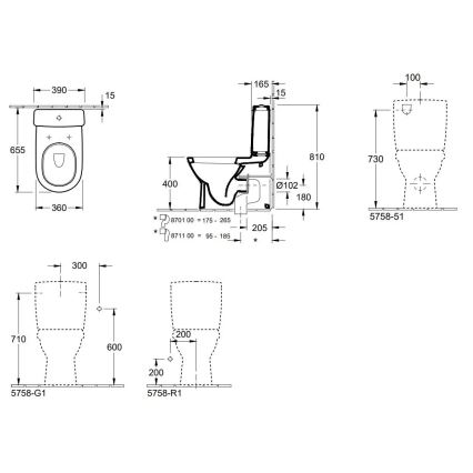 Villeroy & Boch 56581001 - комбиниран WC O.NOVO керамика/бяла