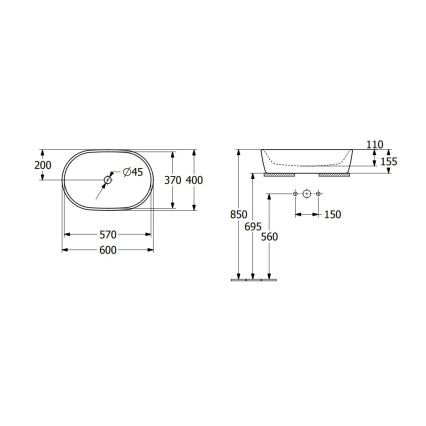 Villeroy & Boch 5A266001 - мивка за плот ARCHITECTURA 60x40 cm керамика/бяла