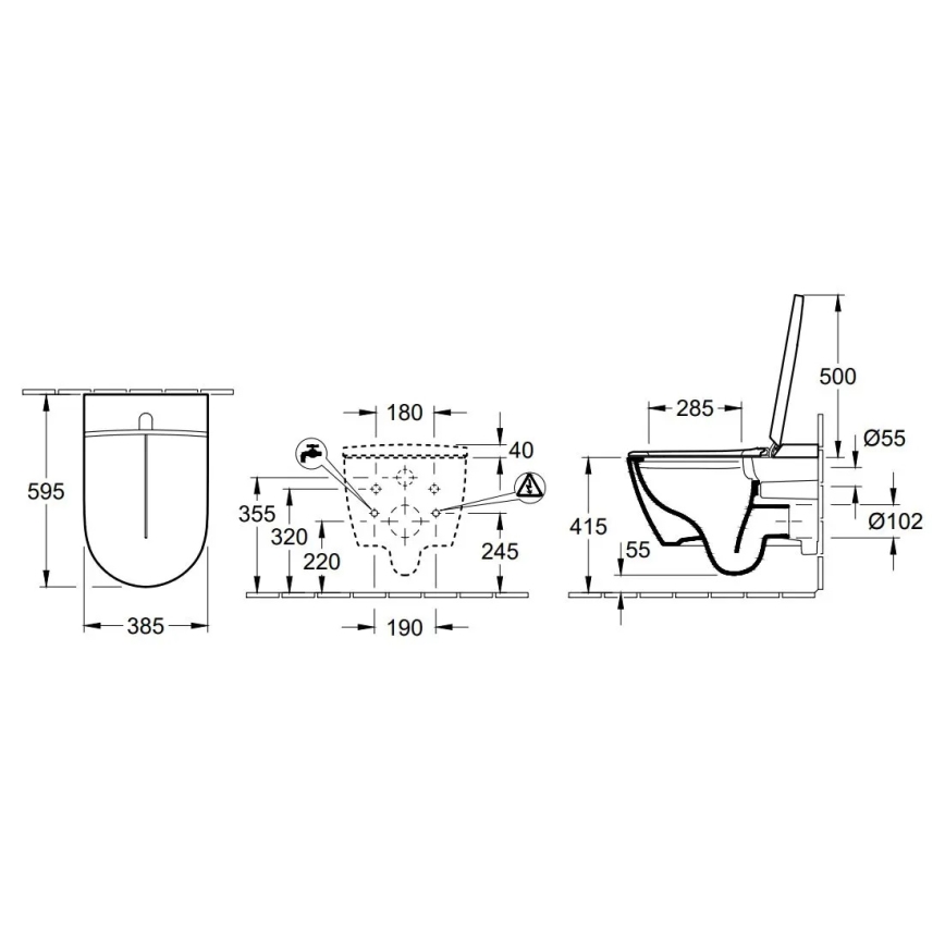 Villeroy & Boch V0E100R1 - Подвесно биде с седалка SoftClose VICLEAN, керамика/бяла +дистанционно управление
