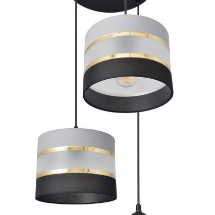Висяящ полилей HELEN 3xE27/15W/230V черен/сив/златист