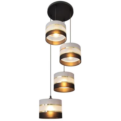Висяящ полилей HELEN 4xE27/15W/230V черен/сив/златист