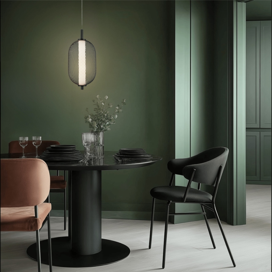 Висящ LED полилей на шнур PUMA LED/10W/230V, диаметър 15 cm, черен