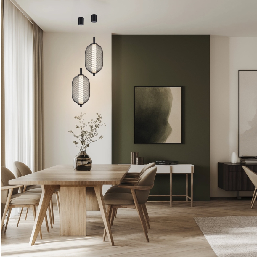 Висящ LED полилей на шнур PUMA LED/10W/230V, диаметър 15 cm, черен