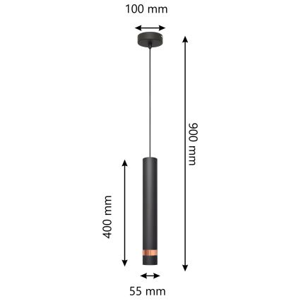 Висящ LED Полилей TUBA 1xGU10/4,8W/230V черен/мед
