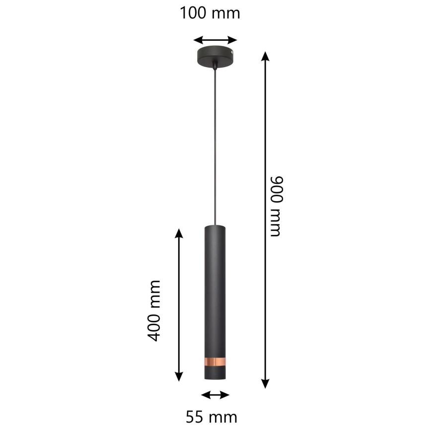 Висящ LED Полилей TUBA 1xGU10/4,8W/230V черен/мед
