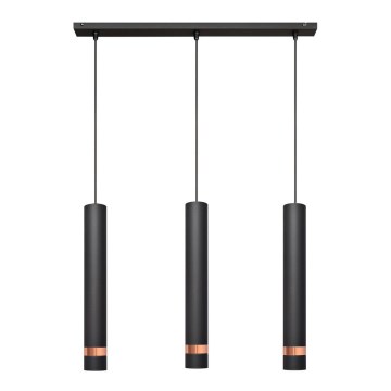 Висящ LED Полилей TUBA 3xGU10/4,8W/230V черен/мед