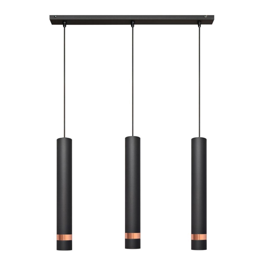Висящ LED Полилей TUBA 3xGU10/4,8W/230V черен/мед