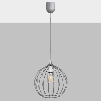 Висящ на въже полилей MERCURE 1xE27/15W/230V сива