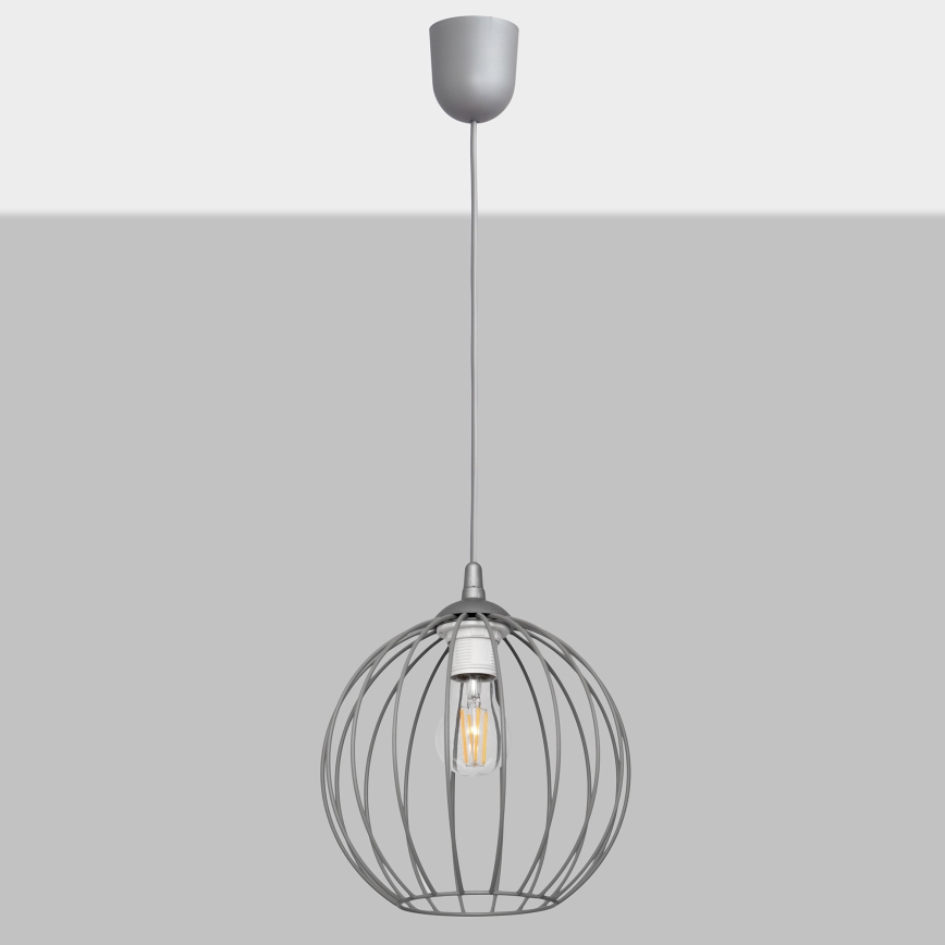 Висящ на въже полилей MERCURE 1xE27/15W/230V сива
