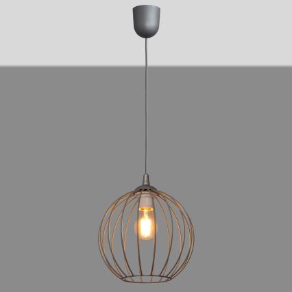Висящ на въже полилей MERCURE 1xE27/15W/230V сива