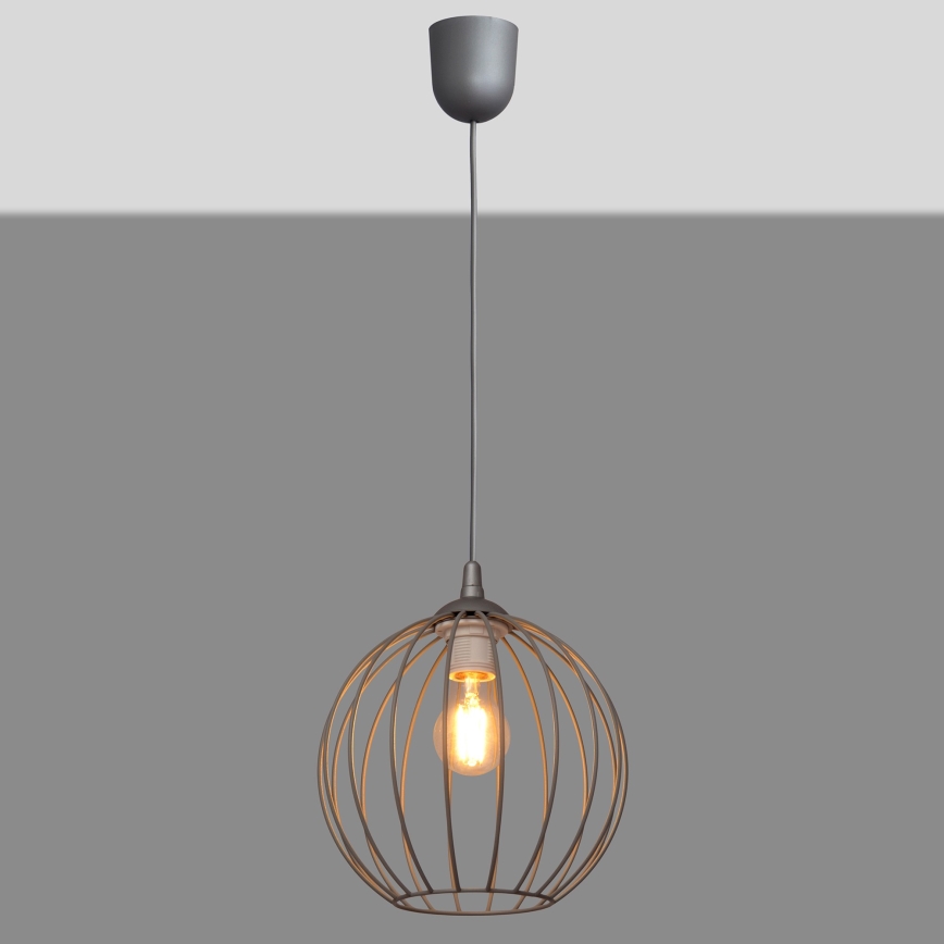 Висящ на въже полилей MERCURE 1xE27/15W/230V сива