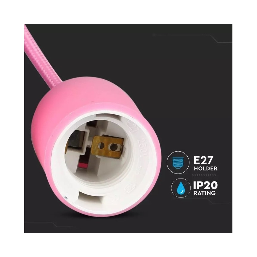 Висящ полилей 1xE27/60W/230V розов