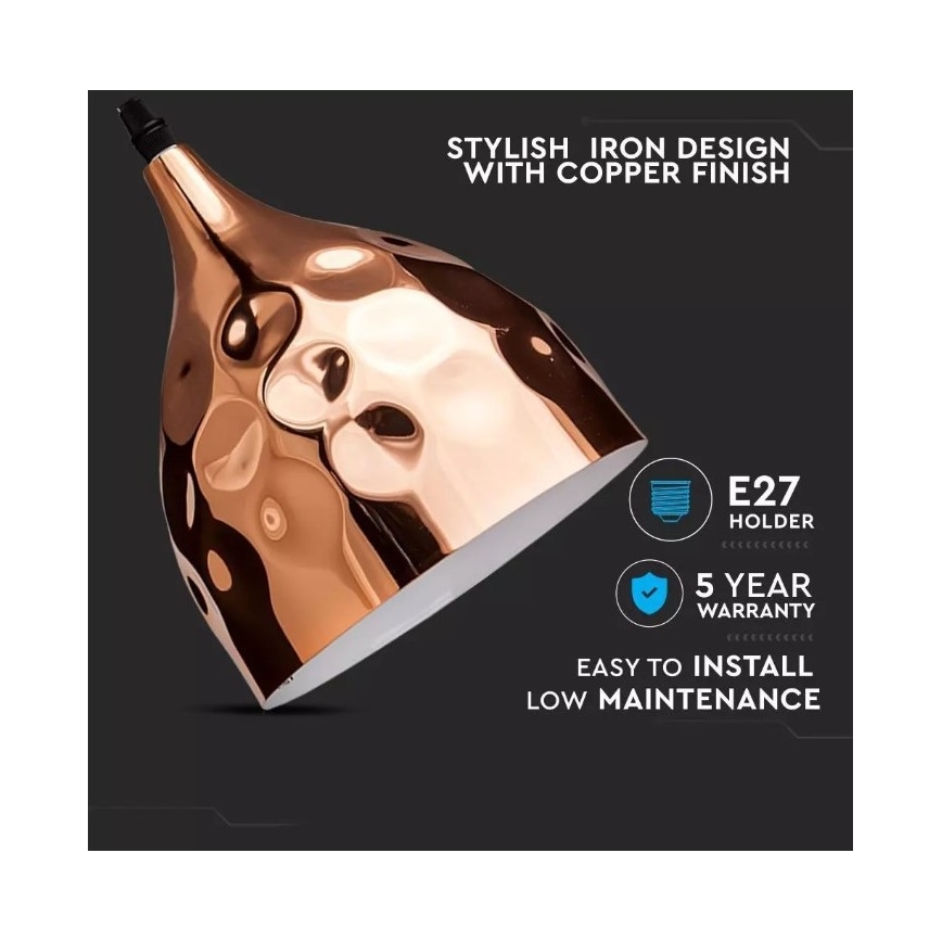 Висящ полилей 1xE27/60W/230V розово-златист
