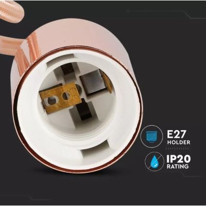 Висящ полилей 1xE27/60W/230V розово-златист