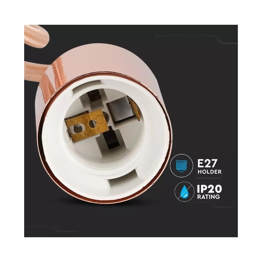 Висящ полилей 1xE27/60W/230V розово-златист