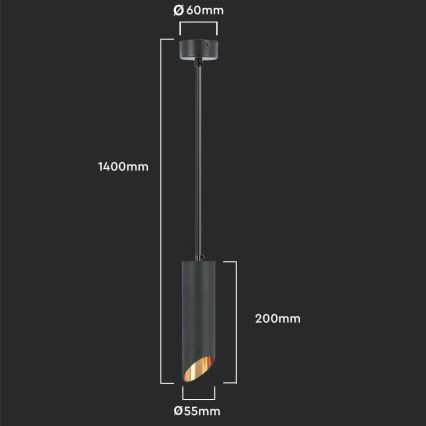 Висящ полилей 1xGU10/35W/230V 20 cм черен