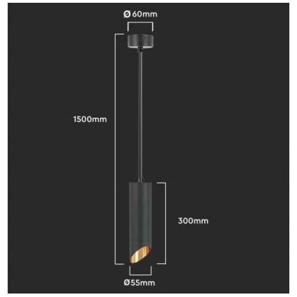 Висящ полилей 1xGU10/35W/230V 30 cм черен