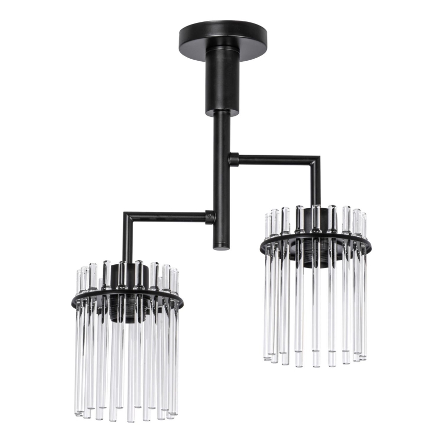 Висящ полилей 2xE27/60W/230V черен/прозрачен