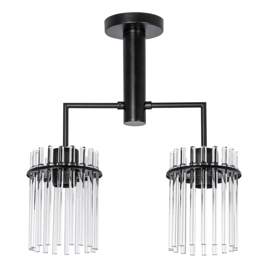 Висящ полилей 2xE27/60W/230V черен/прозрачен