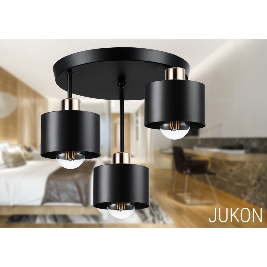 Висящ полилей 3xE27/35W/230V Ø 30 см черен/златист