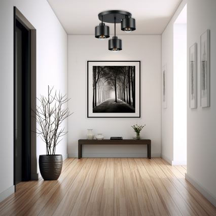 Висящ полилей 3xE27/35W/230V Ø 30 см черен