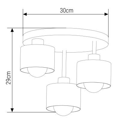 Висящ полилей 3xE27/35W/230V Ø 30 см черен