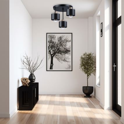 Висящ полилей 3xE27/35W/230V Ø 30 см черен/златист