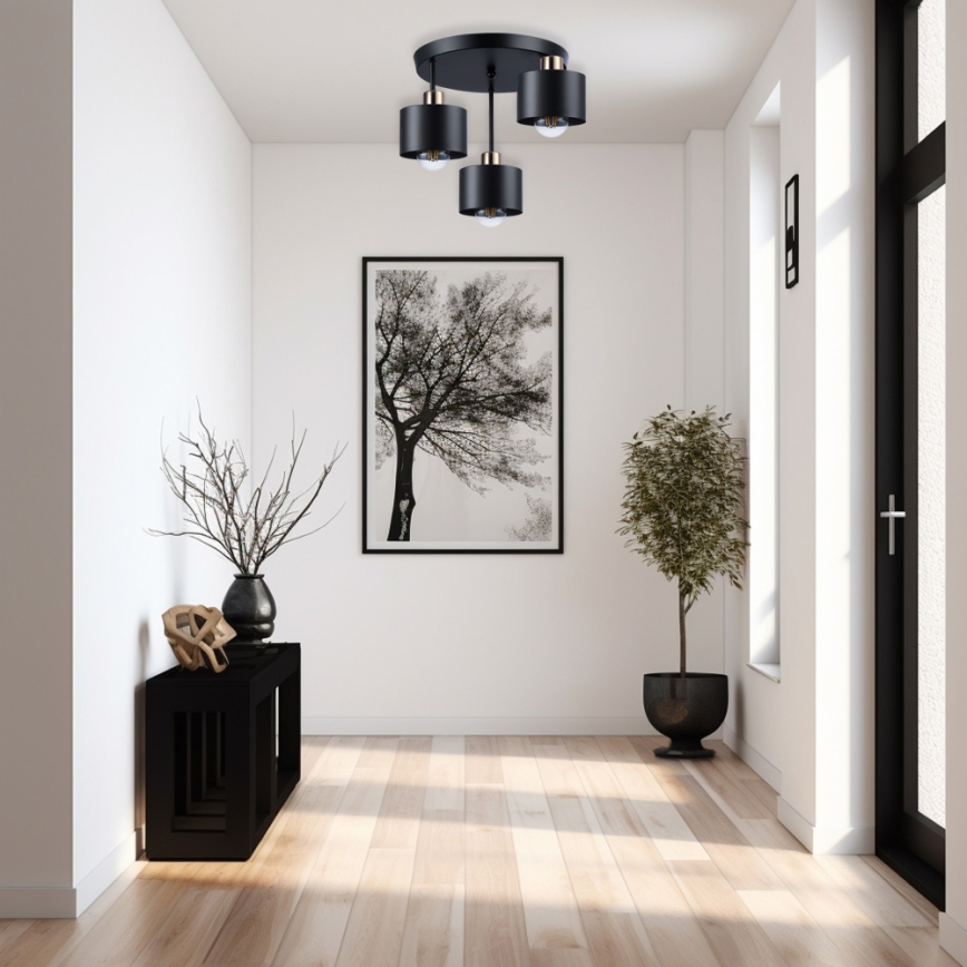 Висящ полилей 3xE27/35W/230V Ø 30 см черен/златист