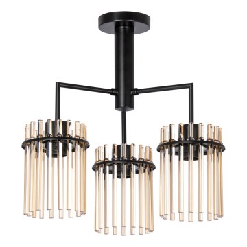 Висящ полилей 3xE27/60W/230V черен/бежов