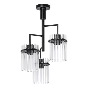 Висящ полилей 3xE27/60W/230V черен/прозрачен
