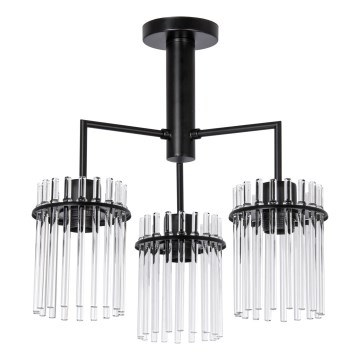 Висящ полилей 3xE27/60W/230V черен/прозрачен