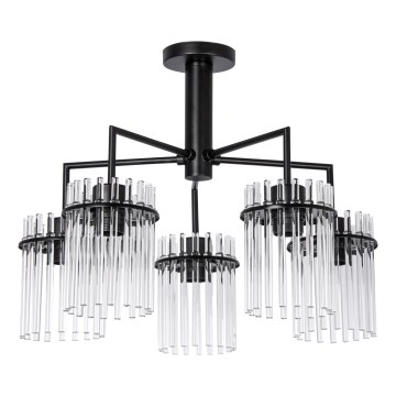 Висящ полилей 5xE27/60W/230V черен/прозрачен