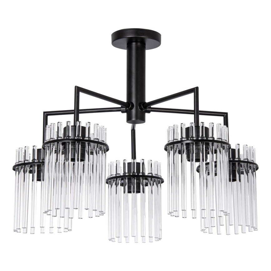 Висящ полилей 5xE27/60W/230V черен/прозрачен