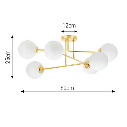 Висящ полилей 6xE27/35W/230V Ø 80 см златист