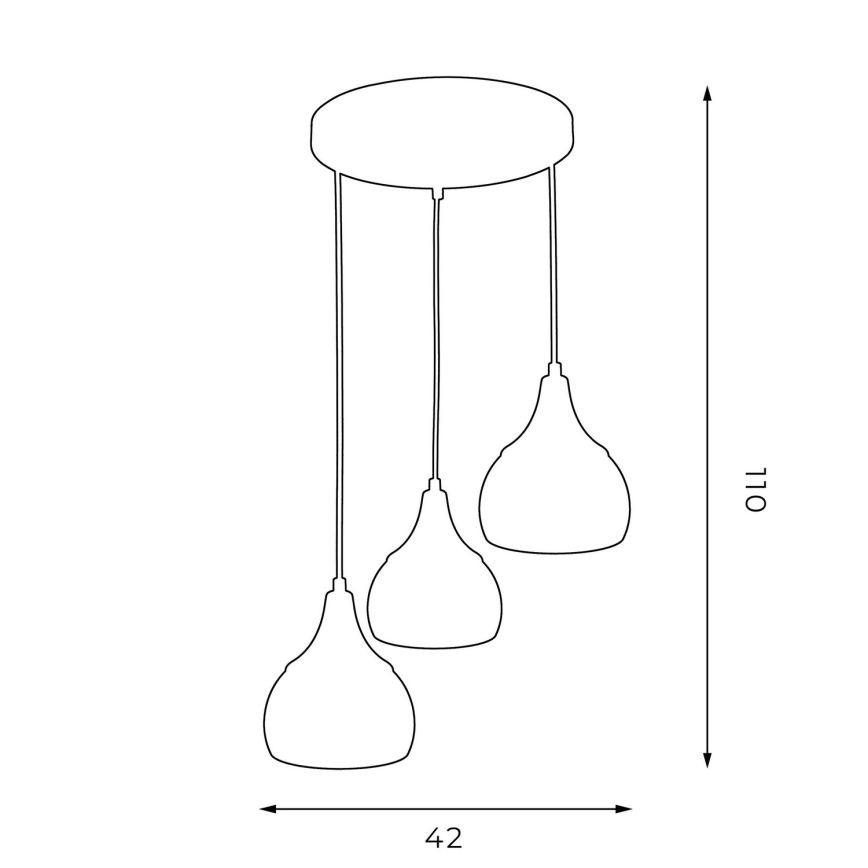 Висящ полилей AKTAN 3xE27/60W/230V черен кръгъл