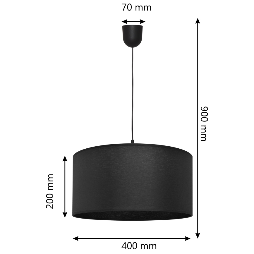 Висящ полилей ALBA 1xE27/15W/230V Ø 40 см черен